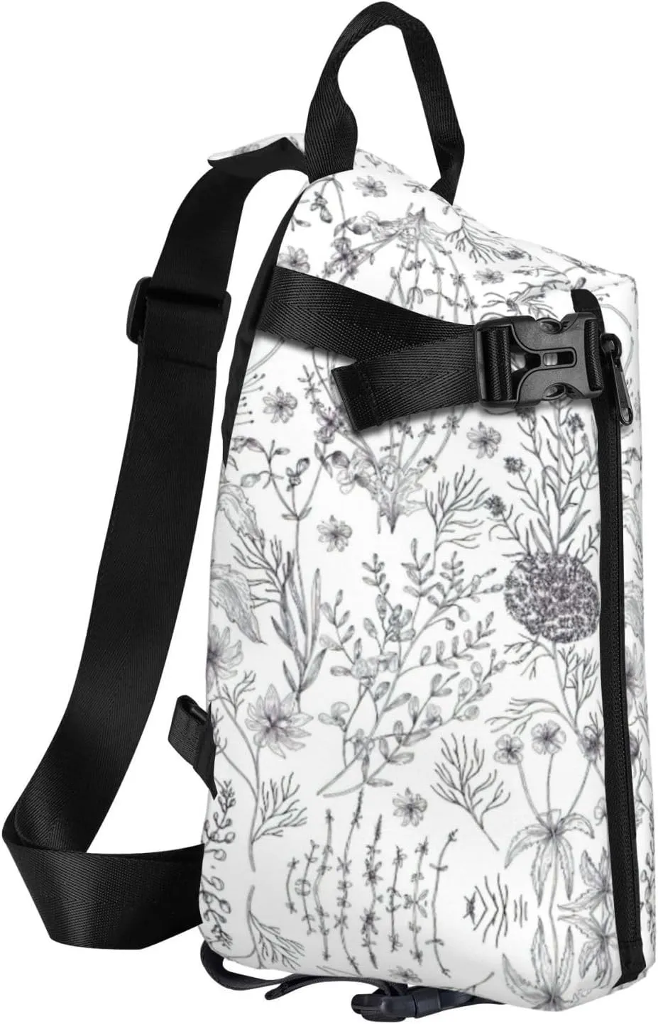 WURTON Flowering Herbs And Herbaceous Plants Print Crossbody Backpack Cross Pack Lightweight Sling Bag Travel, Hiking