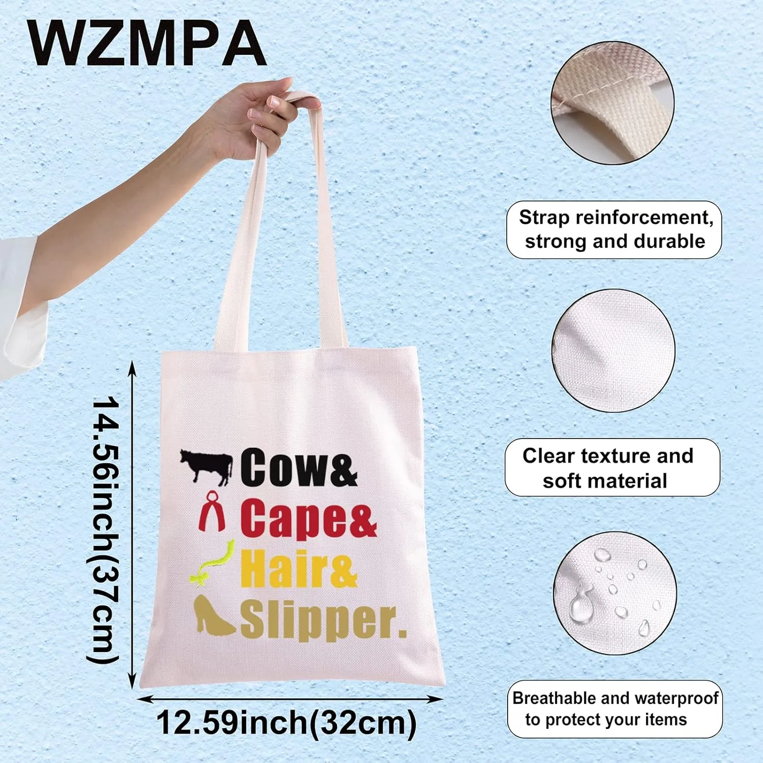 WZMPA Into Woods Musical Cosmetic Makeup Bag Musical Theatre Fans Gift Cow&Cape&Hair&Slipper Musical Makeup Zipper Pouch Bag For Women Girls (Cow&Cape&Hair&Slipper Tote)
