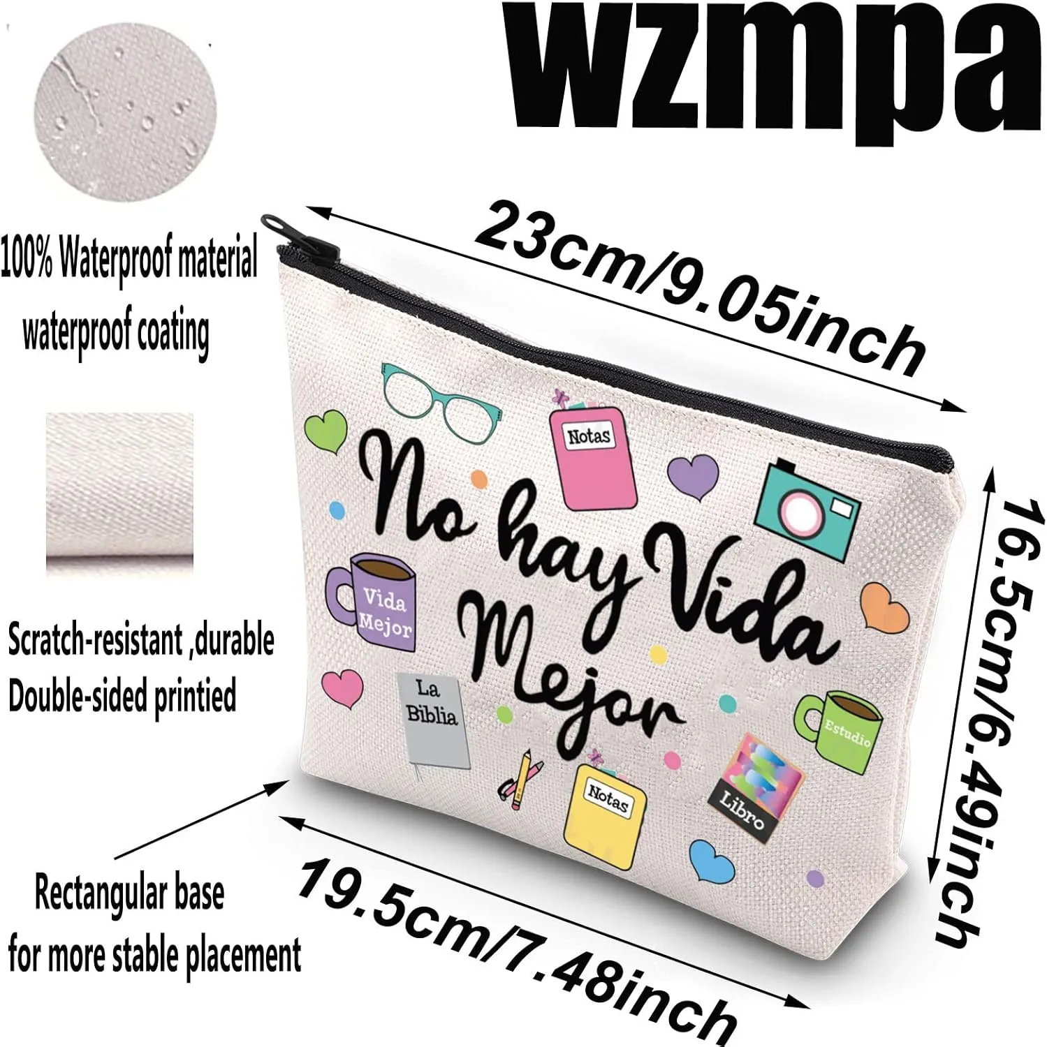 WZMPA JW Pioneer Cosmetic Makeup Bag JW Spanish Pioneer Gifts No Hay Vida Mejor Zipper Pouch Bag For Women Girls (No Hay Vida)