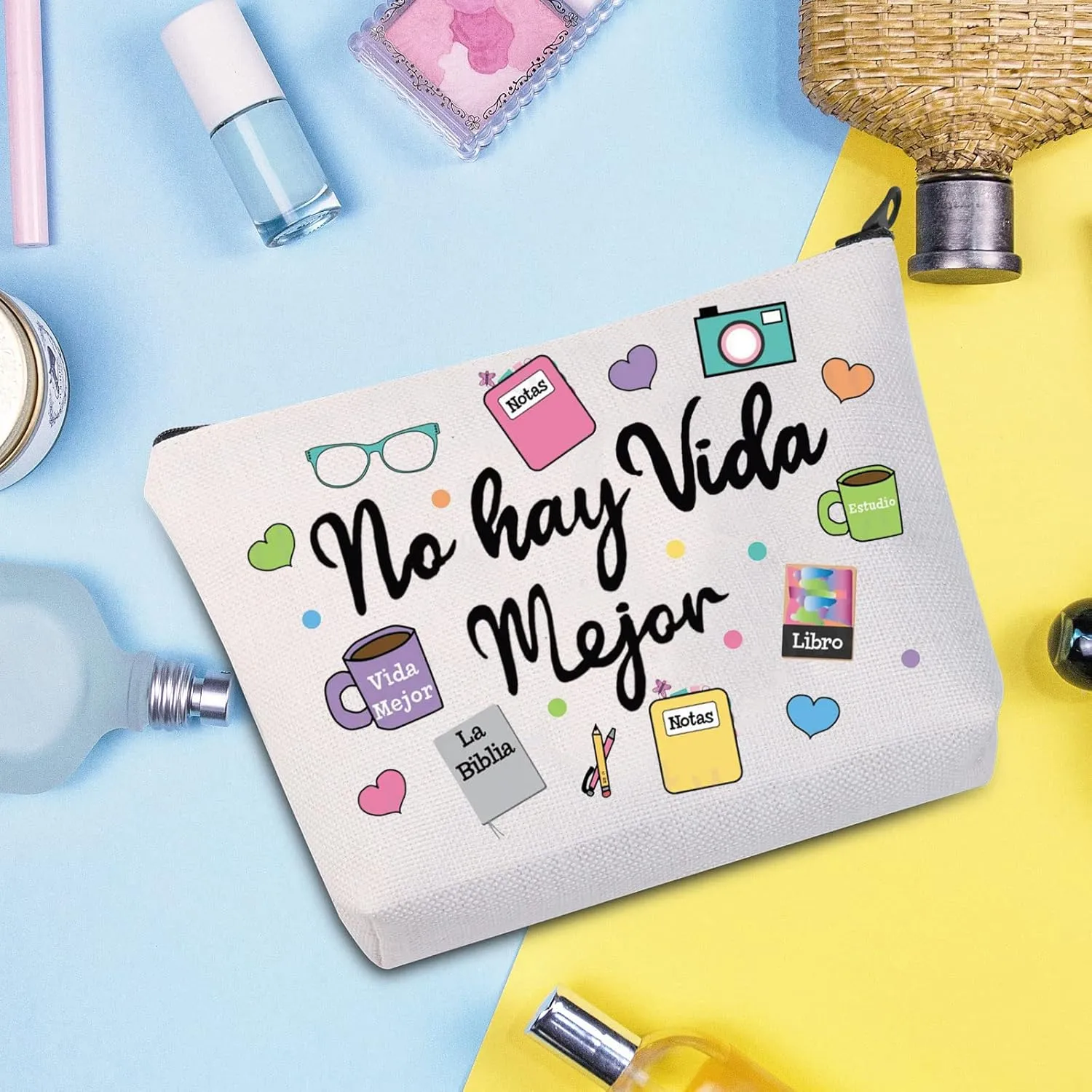 WZMPA JW Pioneer Cosmetic Makeup Bag JW Spanish Pioneer Gifts No Hay Vida Mejor Zipper Pouch Bag For Women Girls (No Hay Vida)