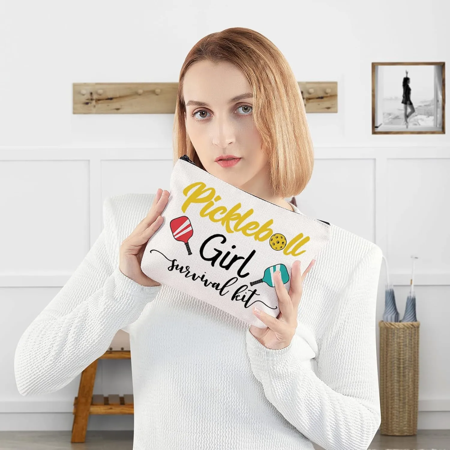 WZMPA Pickleball Girl Cosmetic Makeup Bag Pickleball Player Gift Pickleball Girl Survival Kit Makeup Zipper Pouch Bag Pickleball Training Gift (Pickleball Girl)