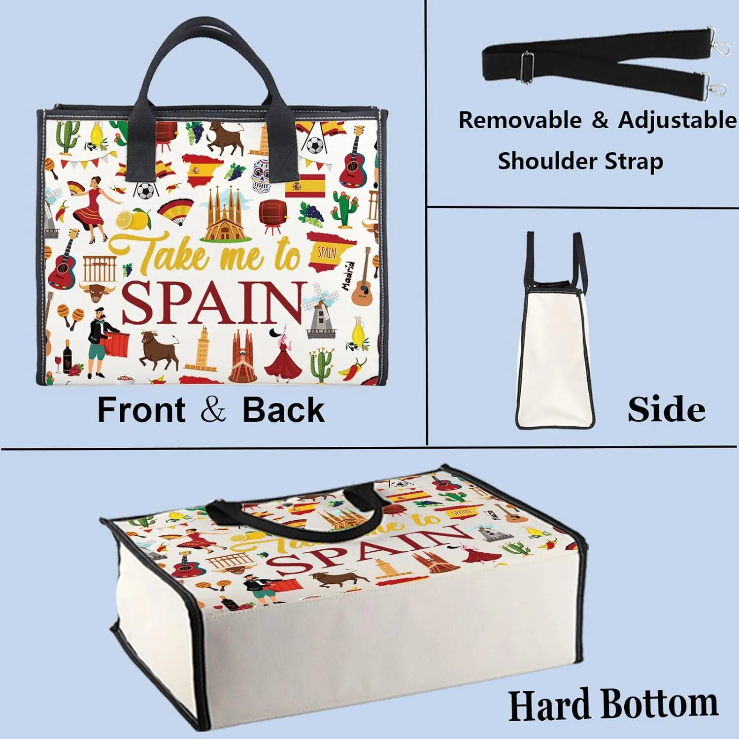 WZMPA Spain Travel Cosmetic Bag Spanish Souvenir Gift Take Me To Spain Zipper Pouch Bag Spain Vacation Gift (Take Spain BG)