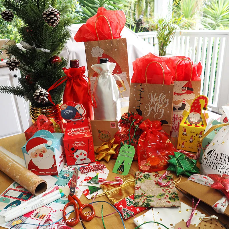 XMAS BAG ORGANZA 15X20CM RED HOLY 2PC