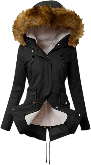 XUNRYAN Winter Coats for Women Warm Sherpa Fleece Jacket Weighted Parka Thick Ski Coat Slim Fit Mountain Windbreaker Outwear