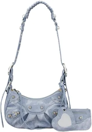 Y2K Punk Shoulder Bag for Women Handbag Shoulder Purse with Rivet Leather Crossbody Bag Fof Lady