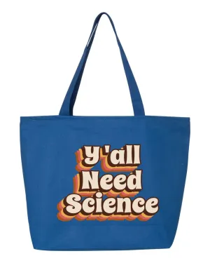Y'all Need Science Zippered Canvas Bag, Science Teacher Zippered Canvas Bag, Profession Gift Bag, Funny Teacher Gift, Funny Christmas Gift, Inspiring Gift Bag (20"W x 15"H x 5"D, Royal)