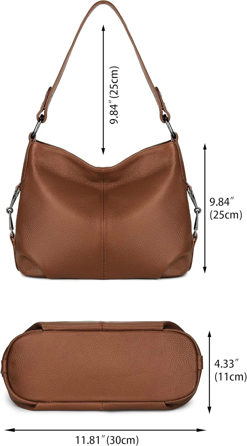 YALUXE Genuine Leather Shoulder Bags Stylish Hobo Handbags Purses Crossbody Bags for Women
