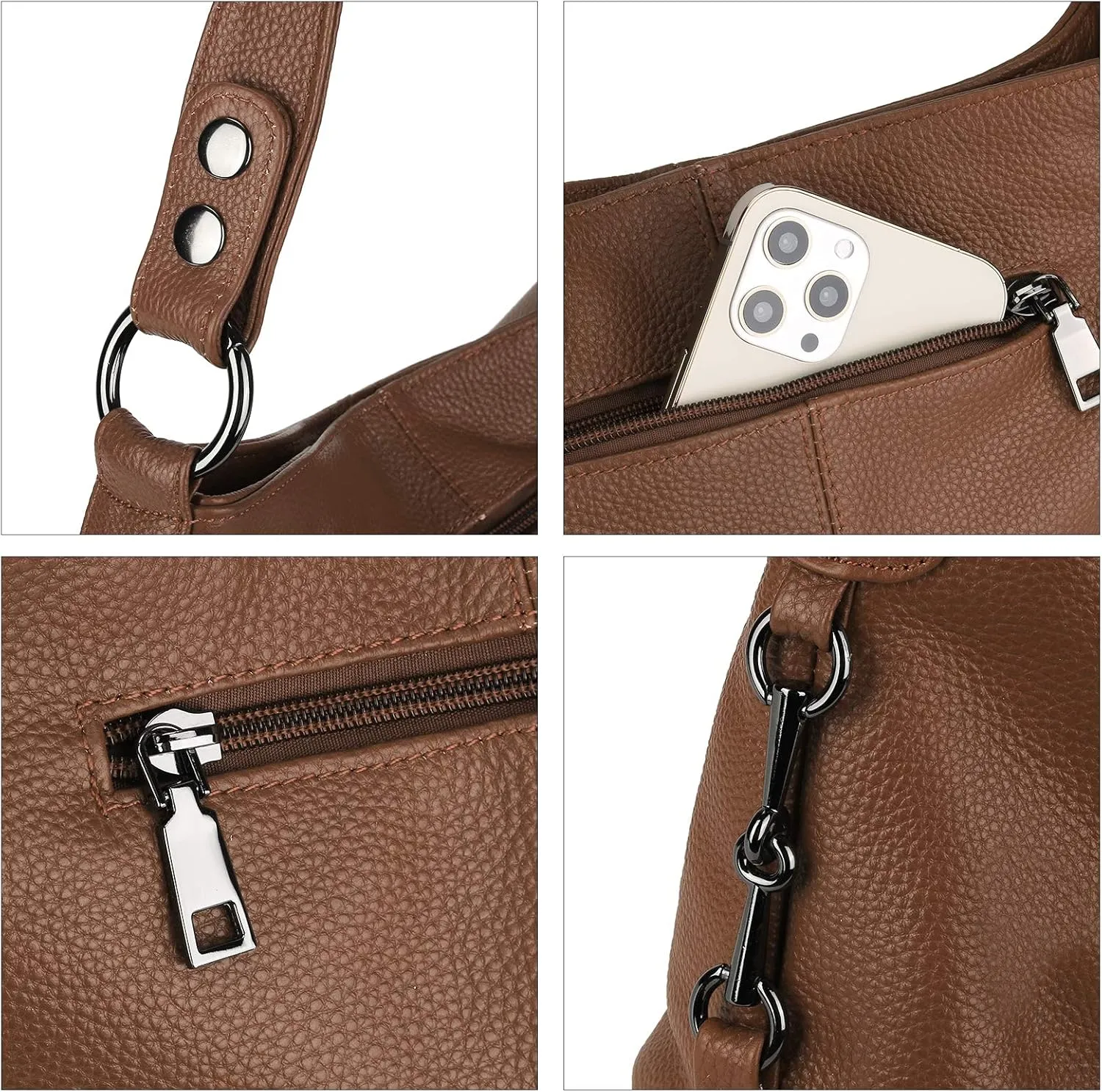 YALUXE Genuine Leather Shoulder Bags Stylish Hobo Handbags Purses Crossbody Bags for Women