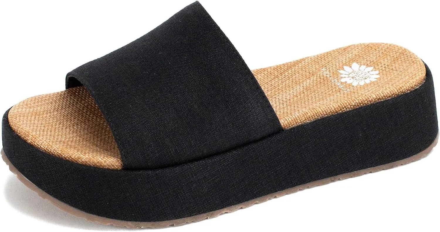 Yellow Box Women's Anatto Flatform Sandal, Wedge Flatform Slide, Round Toe, Medium-High Heel, Fashion Sandals