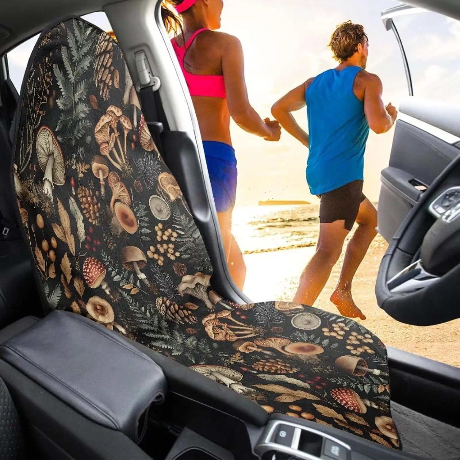 Yewattles Mushroom Pattern Non-Slip Bucket Towel Seat Cover Waterproof Sweat Seat Cover Universal Fit Car Van Sedan Truck SUV Running Hiking Swimming Gym Beach Surfing Activities Machine Washable