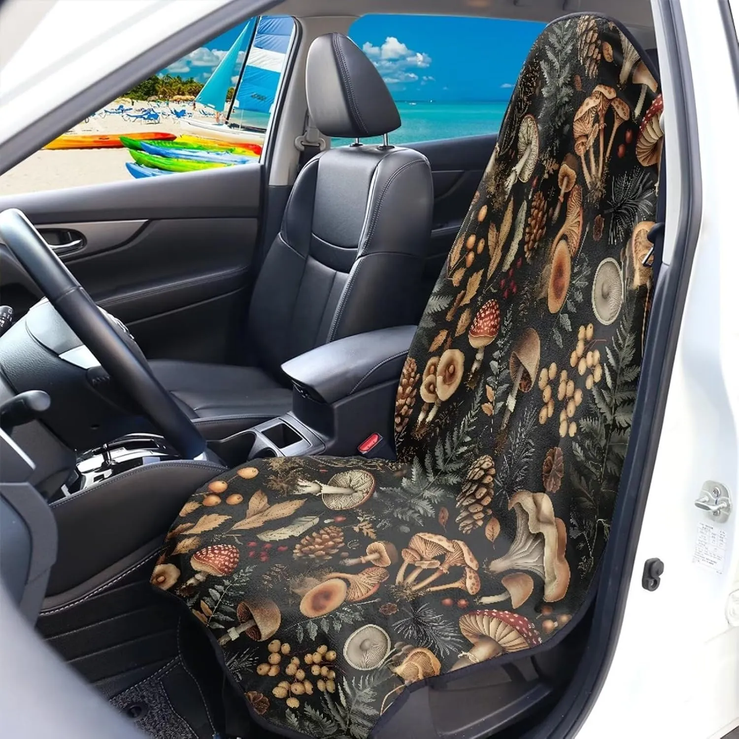 Yewattles Mushroom Pattern Non-Slip Bucket Towel Seat Cover Waterproof Sweat Seat Cover Universal Fit Car Van Sedan Truck SUV Running Hiking Swimming Gym Beach Surfing Activities Machine Washable