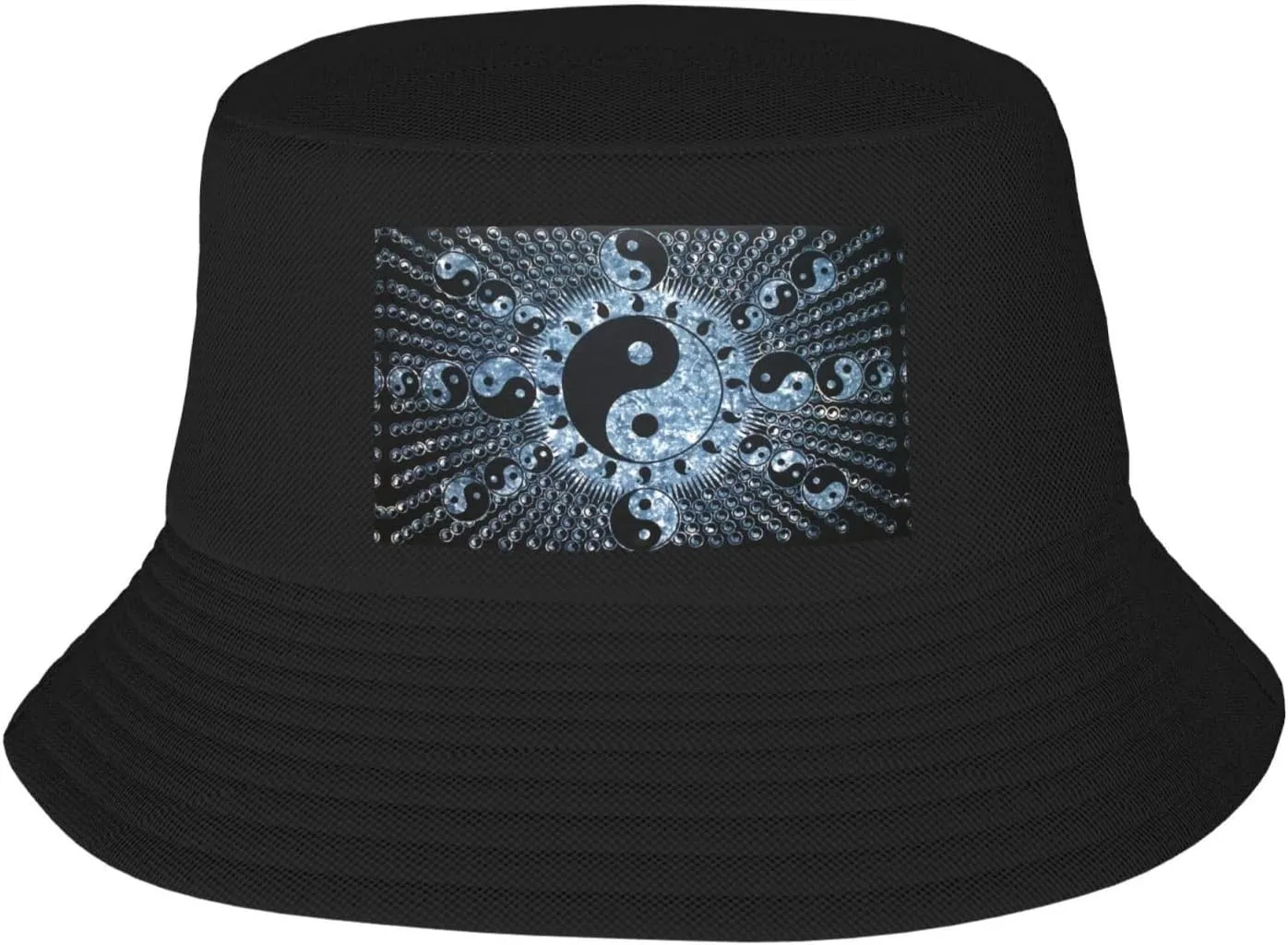 Ying Yang Diagram Print Fisherman's Hat Breathable Bucket Hats Fishing Cap Beach Travel Outdoor Activities Black