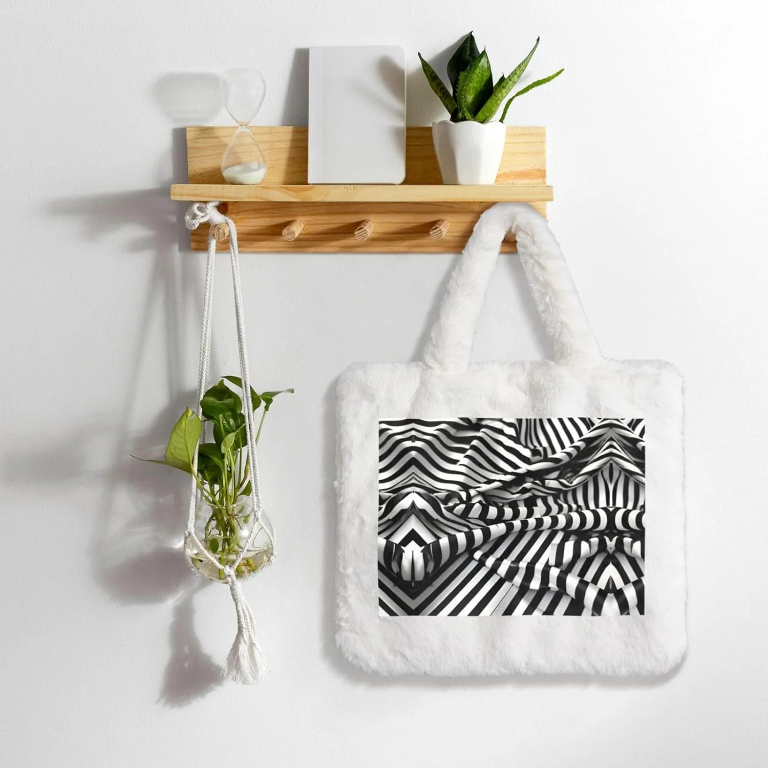 Zebra-Like Print Printing Fluffy Shoulder Bag Ladies Plush Underarm Bag Tote Bag Furry Purse Handbag For Work Travel