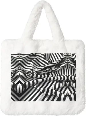 Zebra-Like Print Printing Fluffy Shoulder Bag Ladies Plush Underarm Bag Tote Bag Furry Purse Handbag For Work Travel