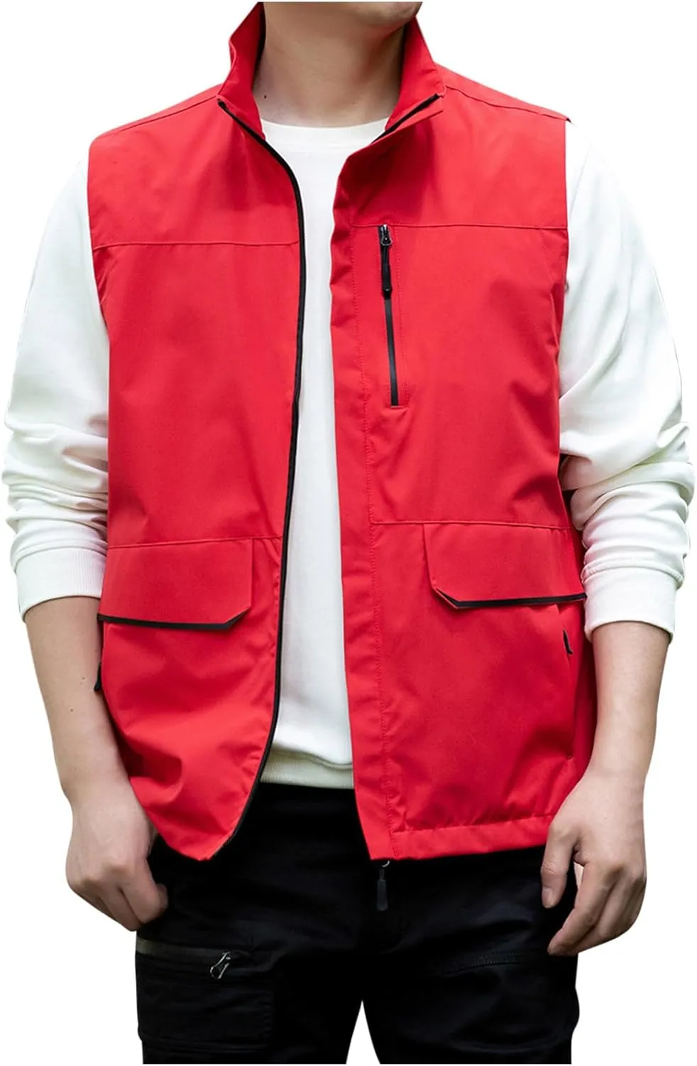 Zeiyignr Men's Golf Lightweight Photo Vest Travel Hunting Fishing Vest Sleeveless Outdoor Work Jacket with Multi Pockets