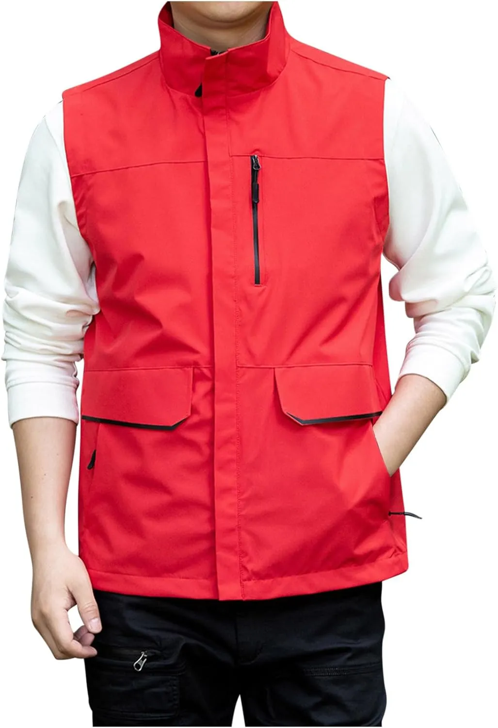 Zeiyignr Men's Golf Lightweight Photo Vest Travel Hunting Fishing Vest Sleeveless Outdoor Work Jacket with Multi Pockets
