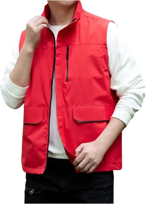 Zeiyignr Men's Golf Lightweight Photo Vest Travel Hunting Fishing Vest Sleeveless Outdoor Work Jacket with Multi Pockets