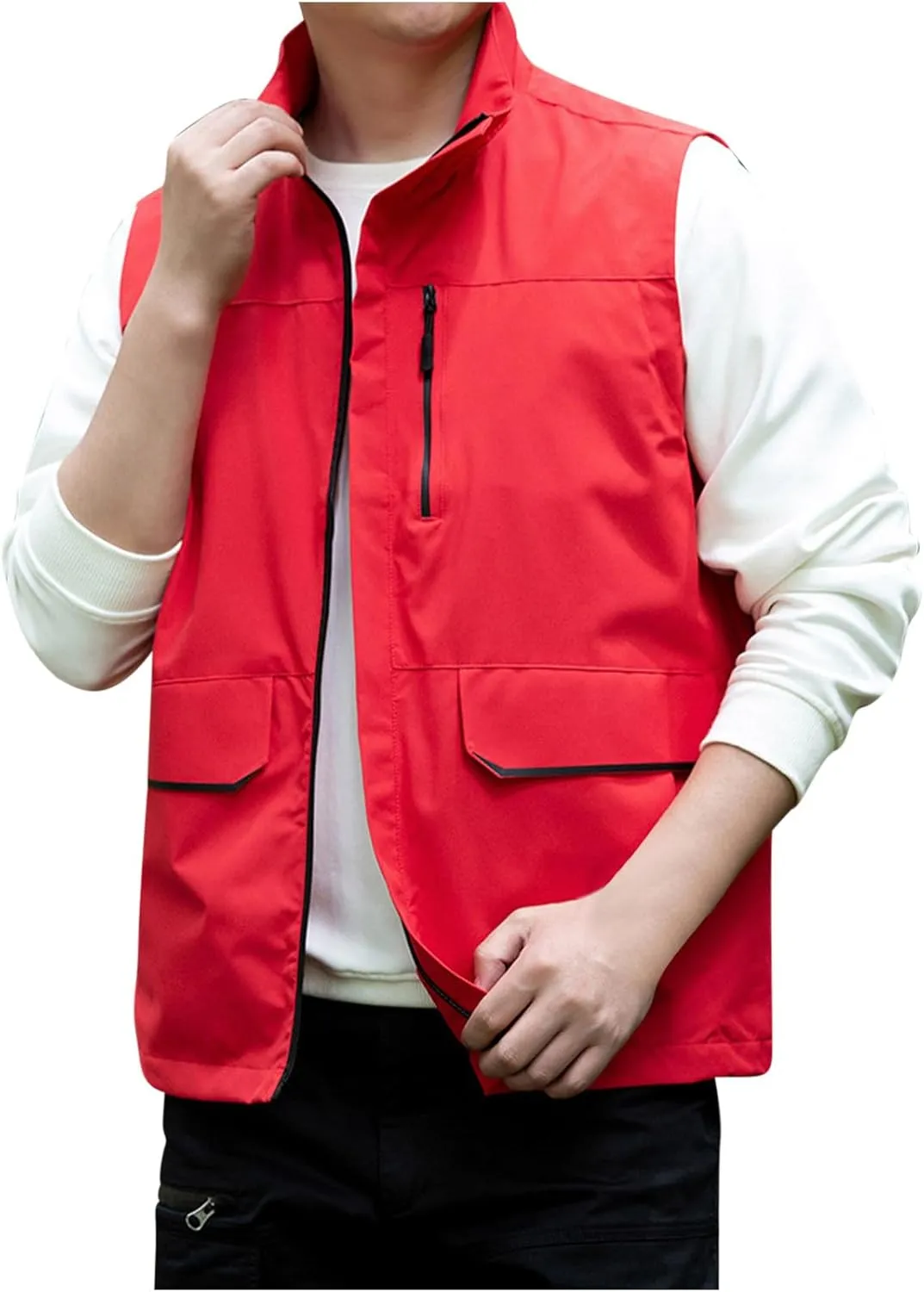 Zeiyignr Men's Golf Lightweight Photo Vest Travel Hunting Fishing Vest Sleeveless Outdoor Work Jacket with Multi Pockets