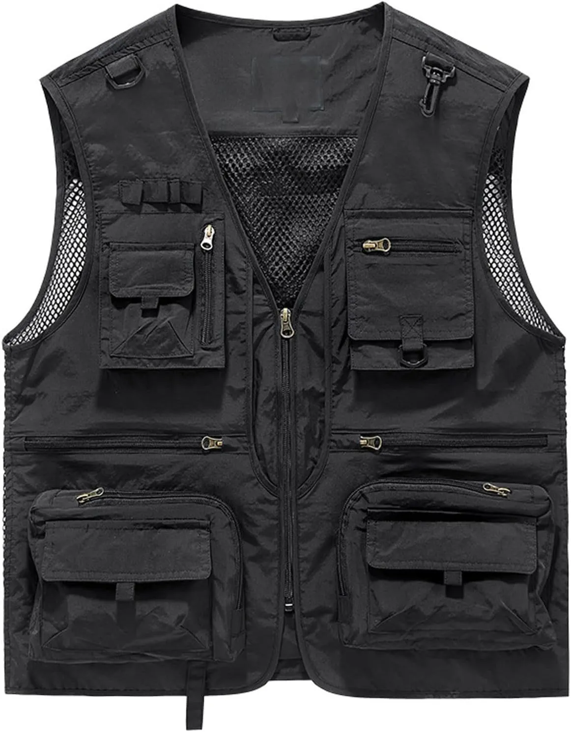 Zeiyignr Unisex Mesh Breathable Fishing Vest Multi-Pockets Photography Travel Hiking Waistcoat Jacket for Adult and Youth