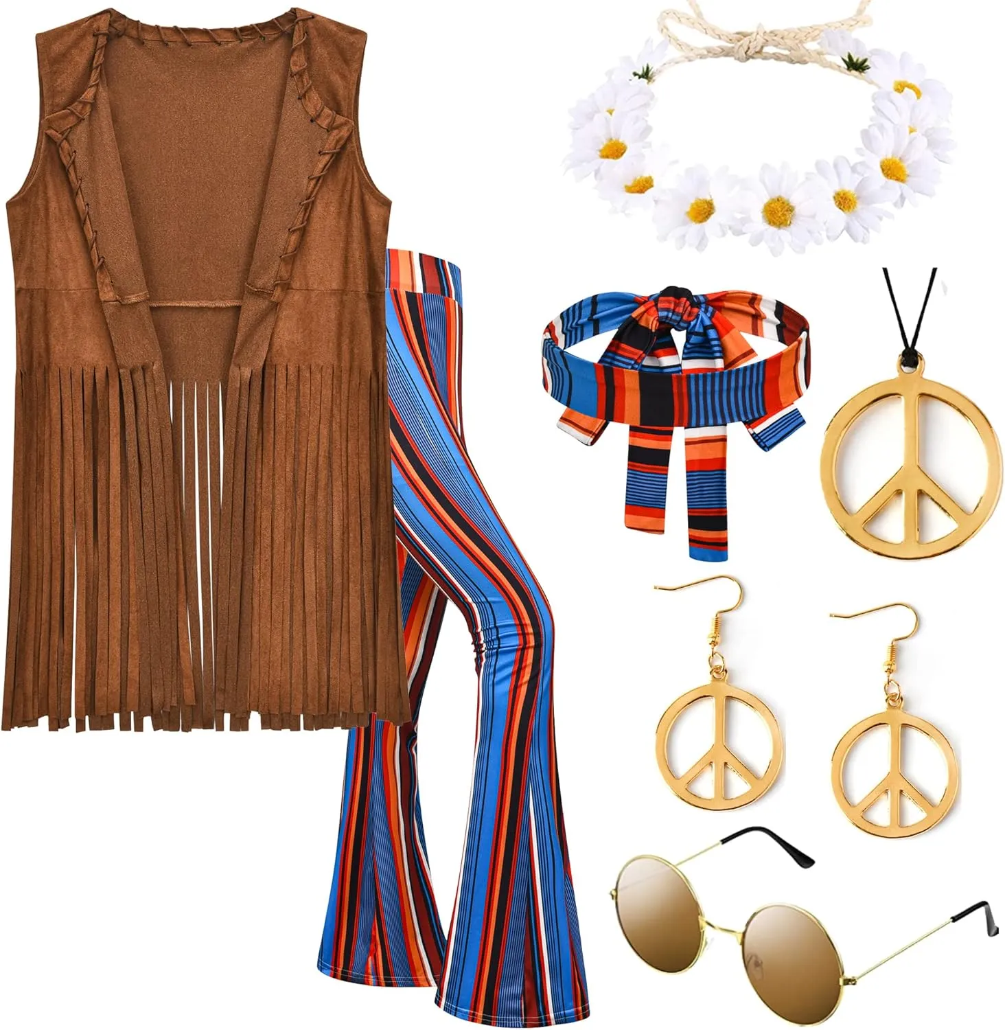 ZeroShop Women's 60s 70s Decades Hippie Clothes Outfits Accessories Costume for Halloween