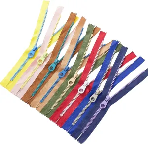 Zippers Colorful Resin Plastic Zippers8pcs #5 Close-end Non Separating Zipper for Purses Bags Pockets Handbags DIY Sewing Craft Mixed 8 Colors Resin Zippers 30cm 11.8inch
