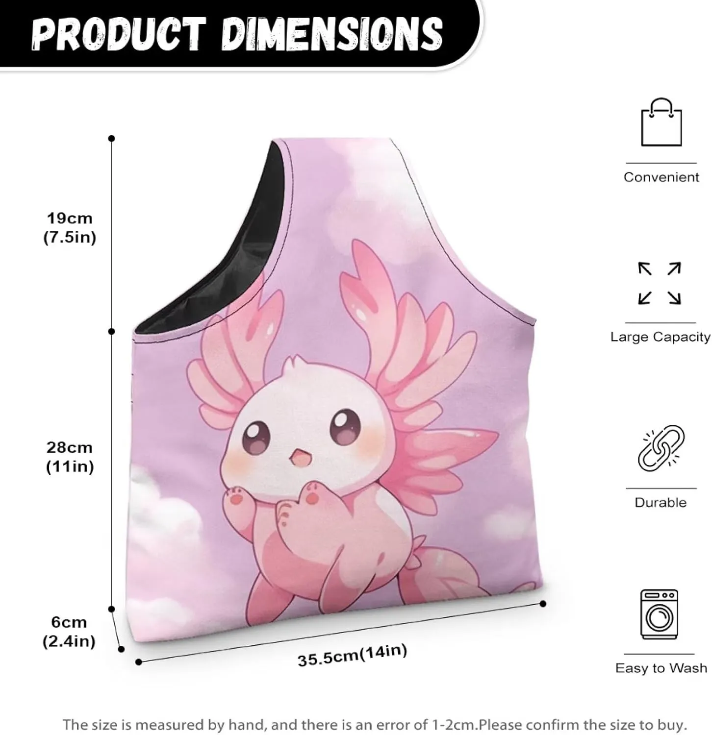 ZUXONGSY Axolotl Yarn Bags for Crocheting Portable Knitting Bag Pink Yarn Storage Organzier Holding Knitting Needles,Large